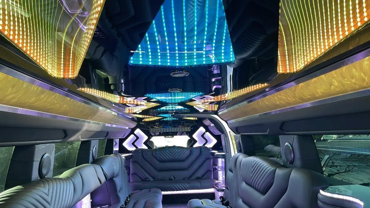 Hummer limousine full-ceiling LED mood lighting, Smart Limo Rental Washington DC