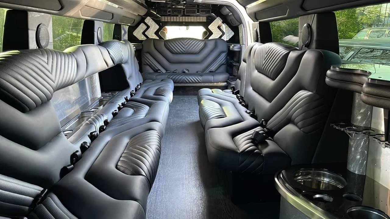 Hummer stretch limousine leather seating and onboard bar, Smart Limo Rental DC