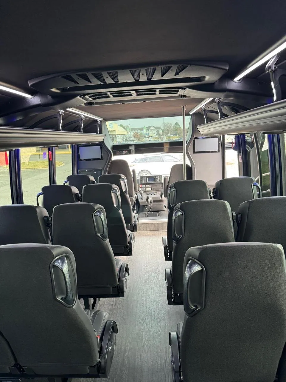 Executive mini bus cabin and aisle, group seating for sports and corporate transport, Smart Limo Rental DC