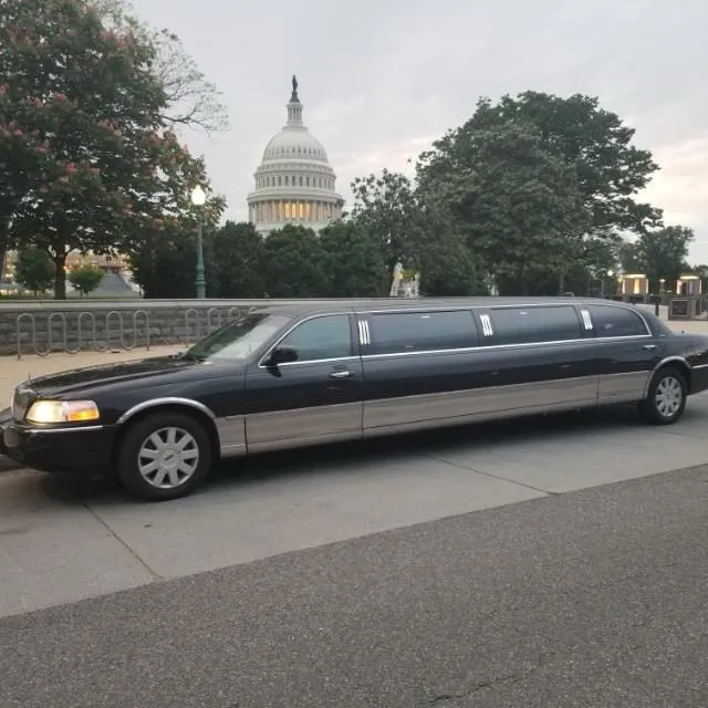 Stretch limo at the US Capitol at dusk, Smart Limo Rental Washington DC