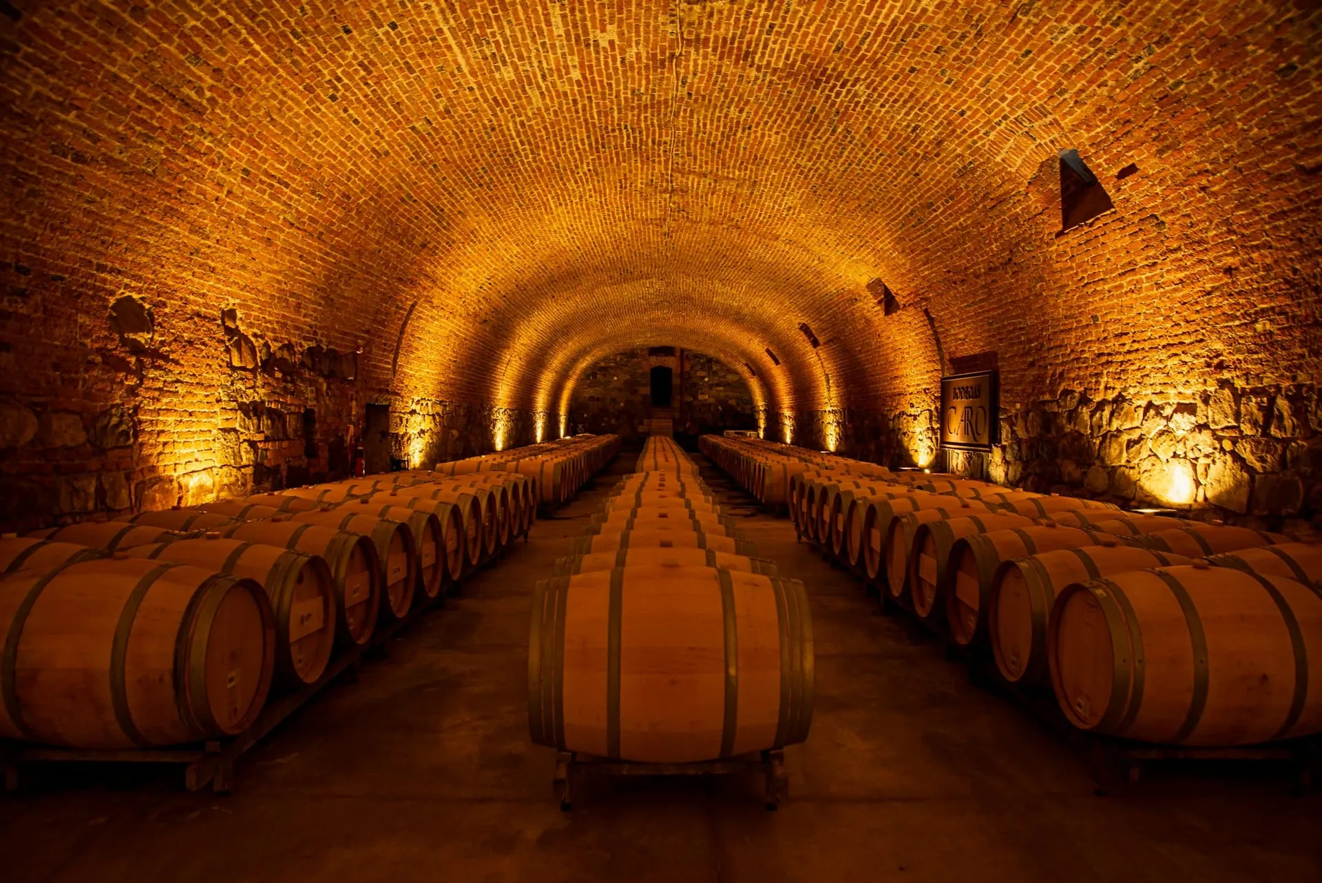 Wine cellar oak barrels on a private chauffeured Maryland wine country tour from Washington DC